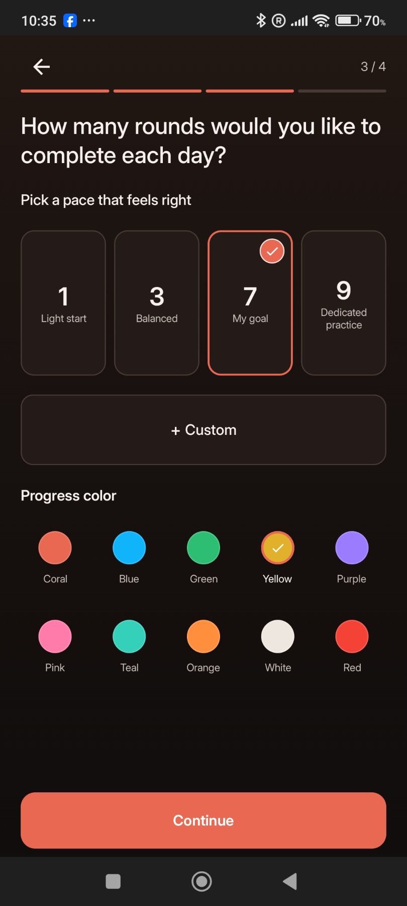Step 3: Choose daily rounds and a progress color