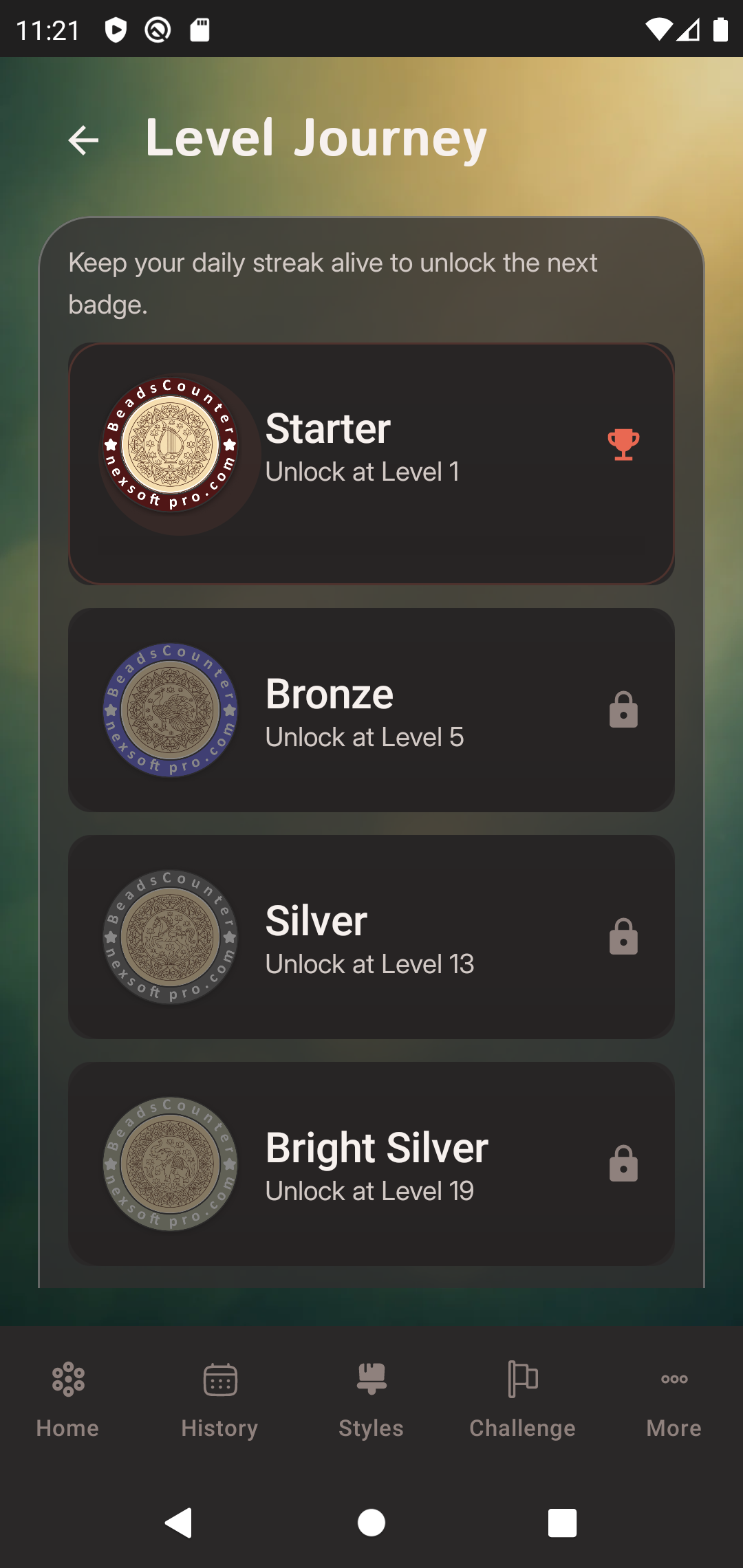 Android level journey screen