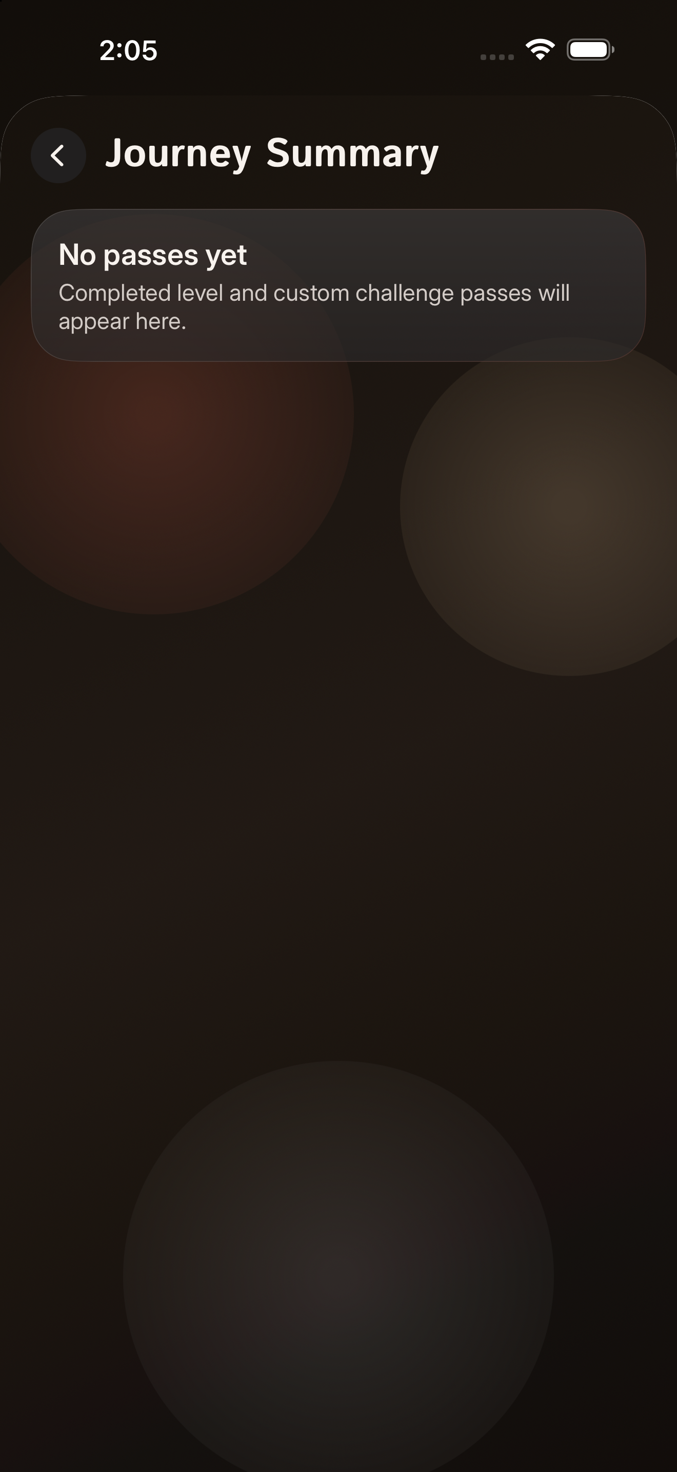 iOS journey summary screen