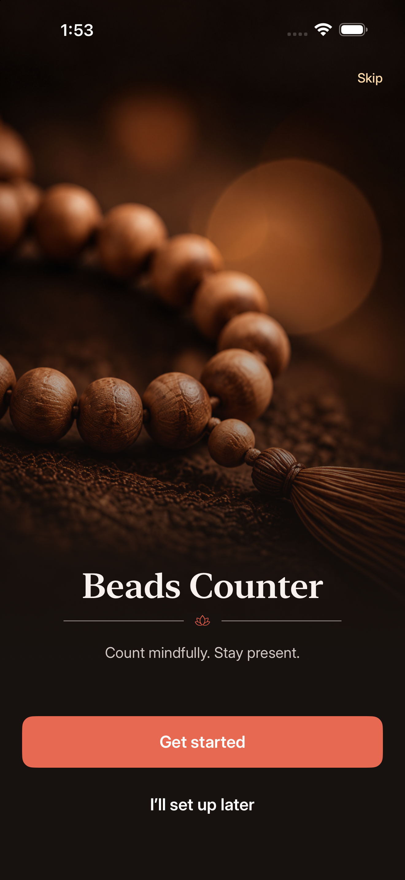 Beads Counter welcome screen